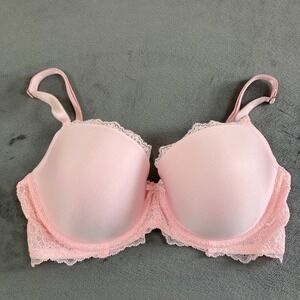 Victorias Secret Dream Angels Lined Demi Bra Pink Lace 34DD 173202-QFK